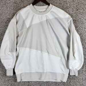 Lululemon Perfectly Oversized Crew Patchwork Pullover Sweater Top Ivory‎ Womens